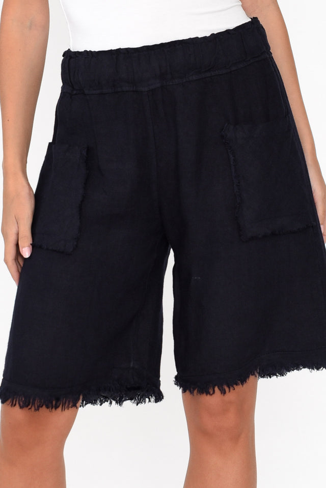 Fraser Navy Linen Shorts