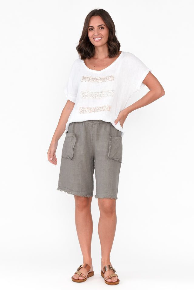 Fraser Taupe Linen Shorts image 6