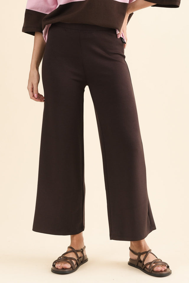 Freedom Chocolate Wide Leg Pants,Front,Brunette model,alt text|model:MJ image 1
