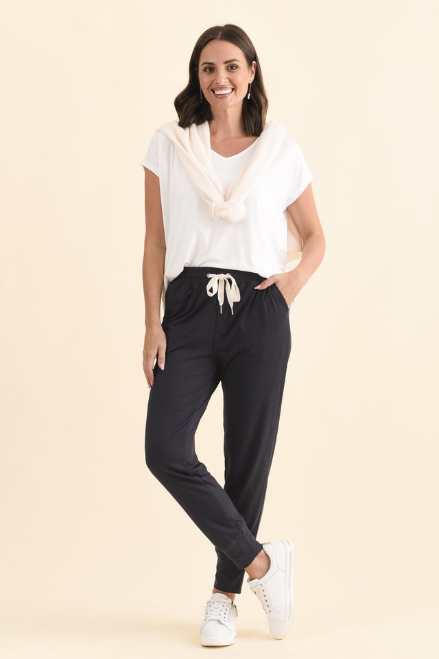 Freedom Dark Navy Drawstring Sweatpants,Brunette model,alt text|model:MJ image 8