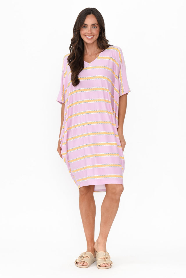 Freya Pink Stripe Bamboo Batwing Dress