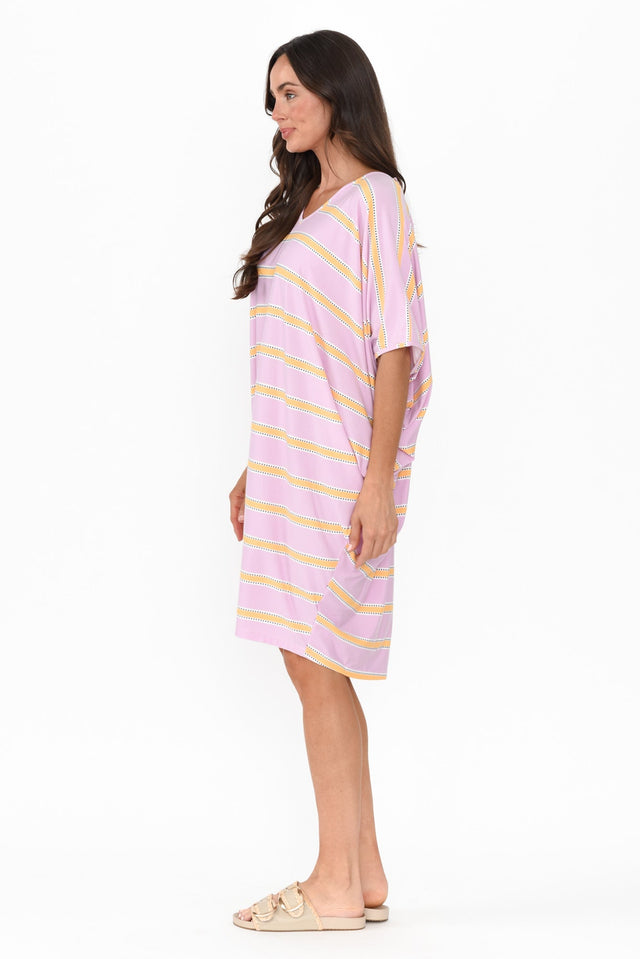 Freya Pink Stripe Bamboo Batwing Dress