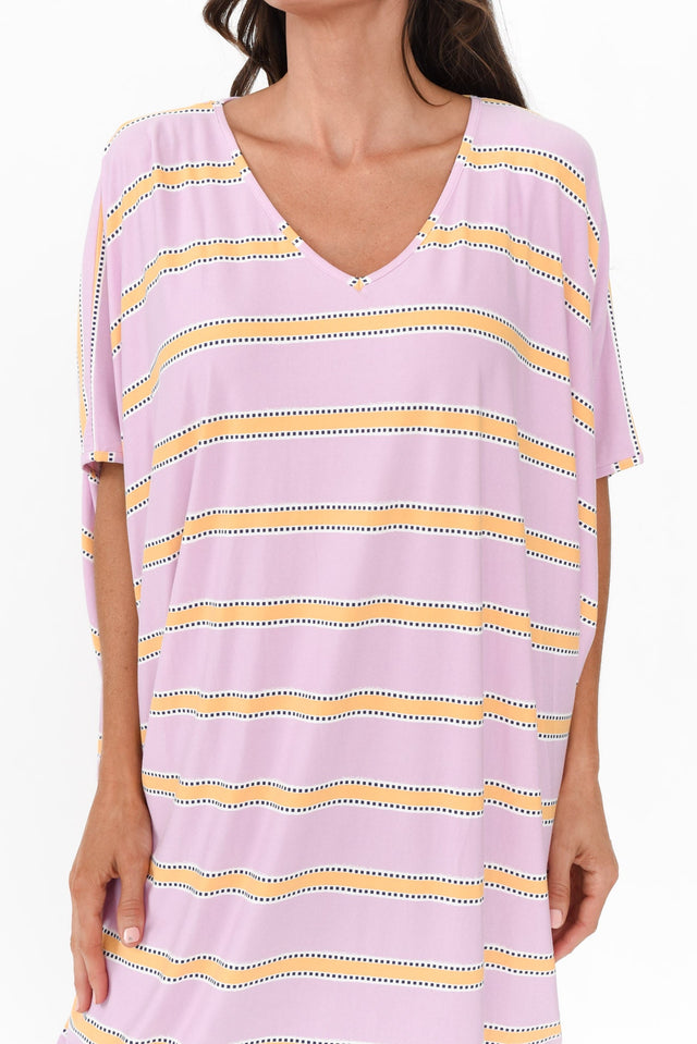 Freya Pink Stripe Bamboo Batwing Dress