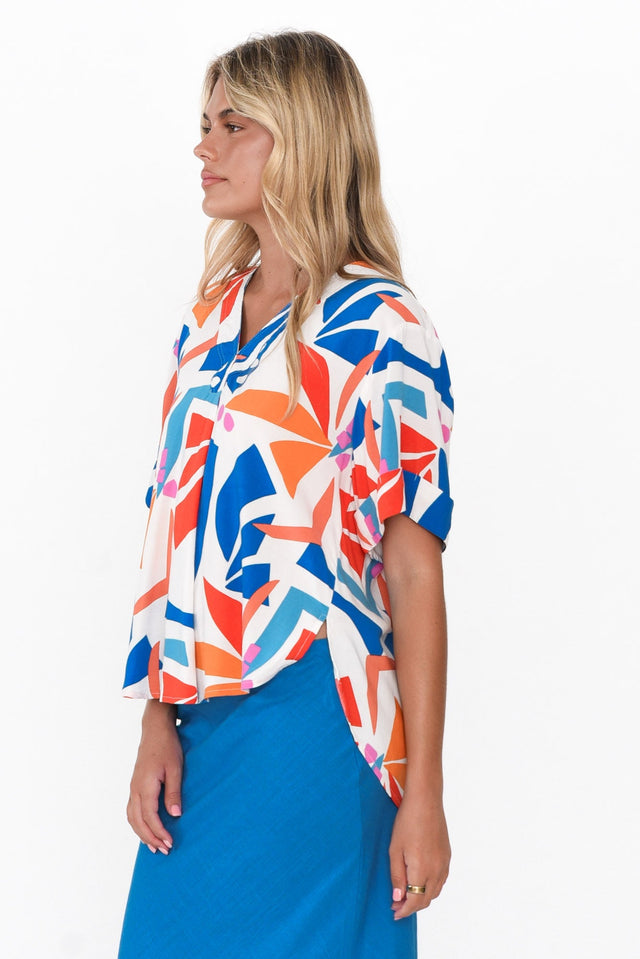 Fribben Blue Abstract Top