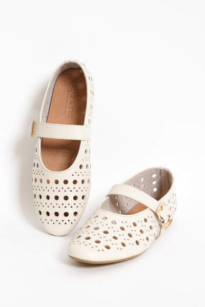 Fruity Cream Leather Ballet Flat