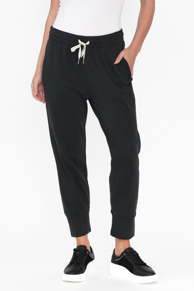 Fundamental Brunch Black Cotton Pants length_Full rise_Mid print_Plain colour_Black PANTS   alt text|model:MJ;wearing:8