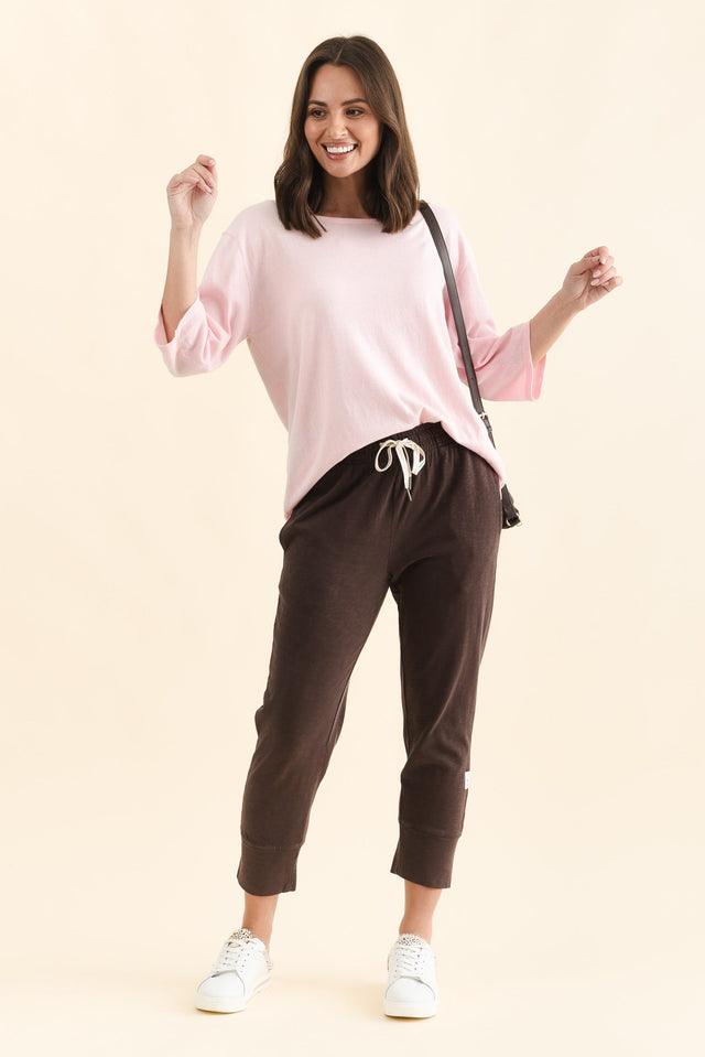 Fundamental Brunch Dark Brown Cotton Sweatpants,Full Body,Brunette model,alt text|model:MJ image 4