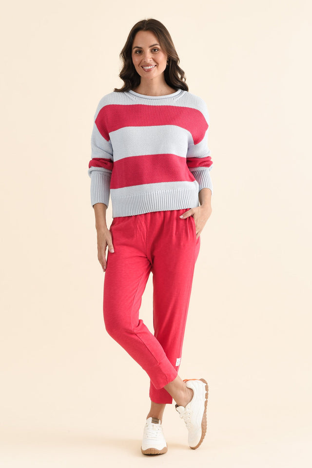 Fundamental Brunch Raspberry Cotton Sweatpants,brunette model,Full Outfit,alt text|model:MJ