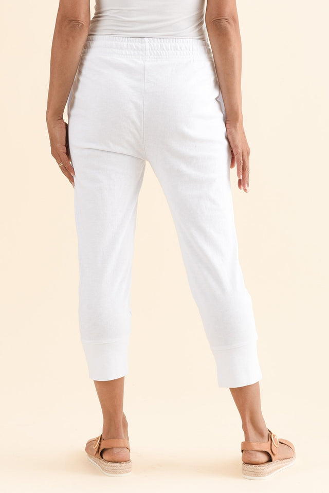 Fundamental Brunch White Cotton Sweatpants,Back,Brunette model,alt text|model:Cara image 6