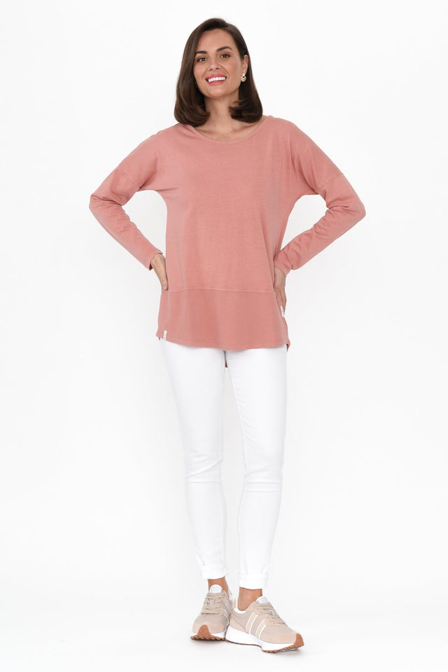 Fundamental Pink Cotton Rib Sleeved Top