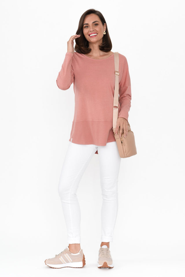 Fundamental Pink Cotton Rib Sleeved Top