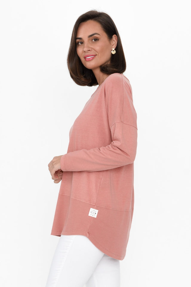 Fundamental Pink Cotton Rib Sleeved Top