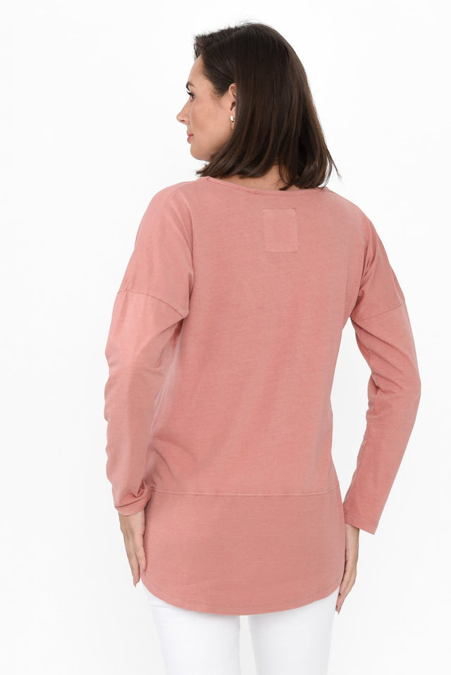 Fundamental Pink Cotton Rib Sleeved Top