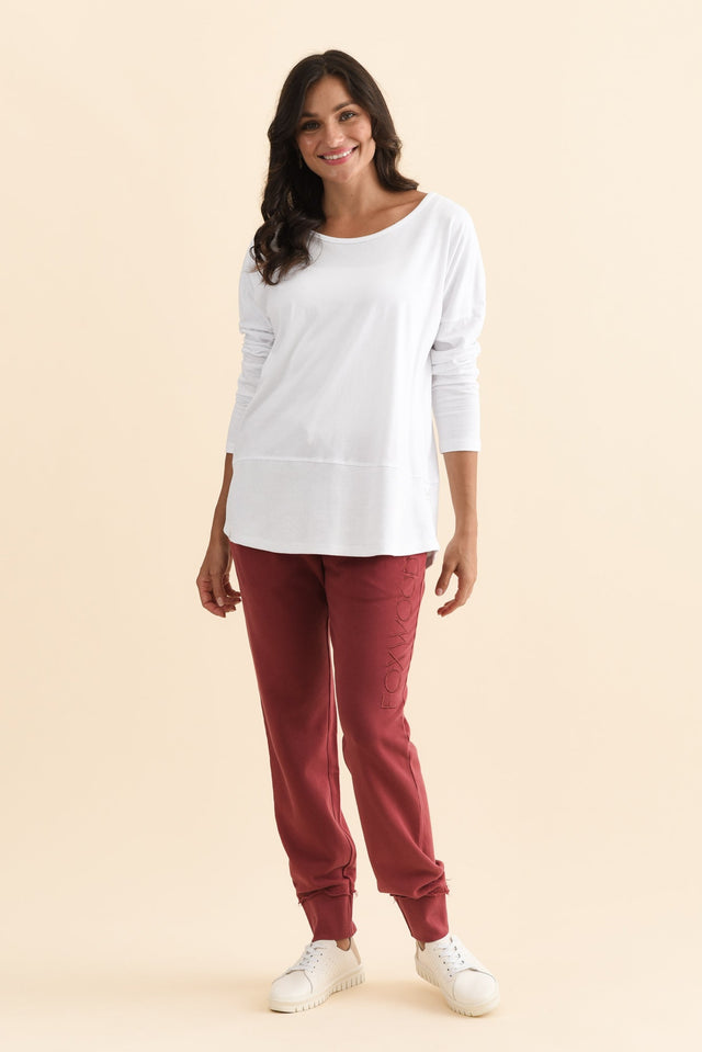 Fundamental White Cotton Rib Sleeved Top,Brunette model,alt text|model:Brontie image 4