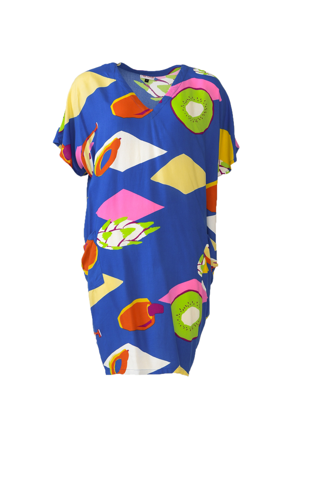 Gaby Cobalt Fruity Drape Tee Dress