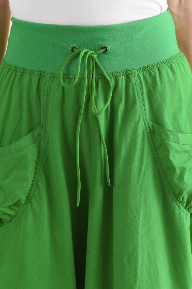 Gabe Fern Green Cotton Pocket Skirt,Detail,Brunette model,alt text|model:MJ image 5