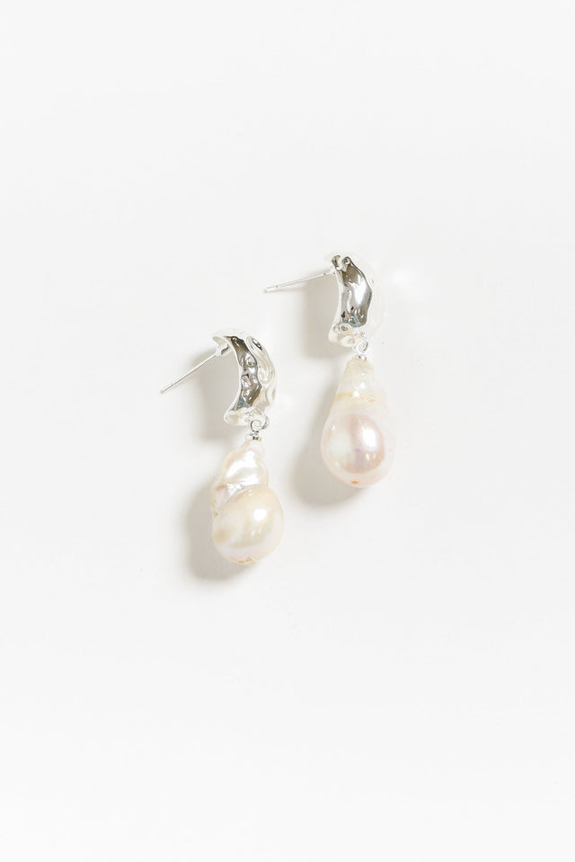 Gable Silver Pearl Pendant Earrings