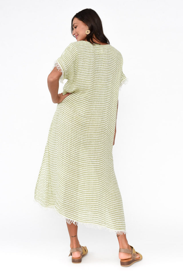 Galene Green Stripe Linen Dress