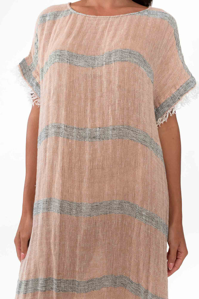 Galene Pink Stripe Linen Dress
