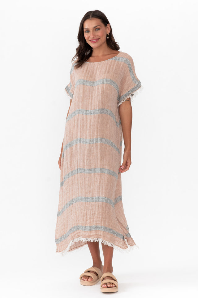 Galene Pink Stripe Linen Dress