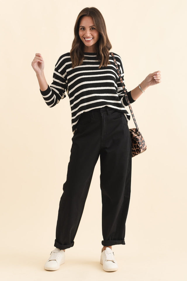 Garner Black Barrel Chino Pants,Brunette model,alt text|model:MJ image 3