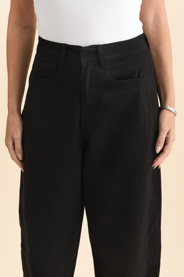 Garner Black Barrel Chino Pants,Brunette model,alt text|model:MJ image 6