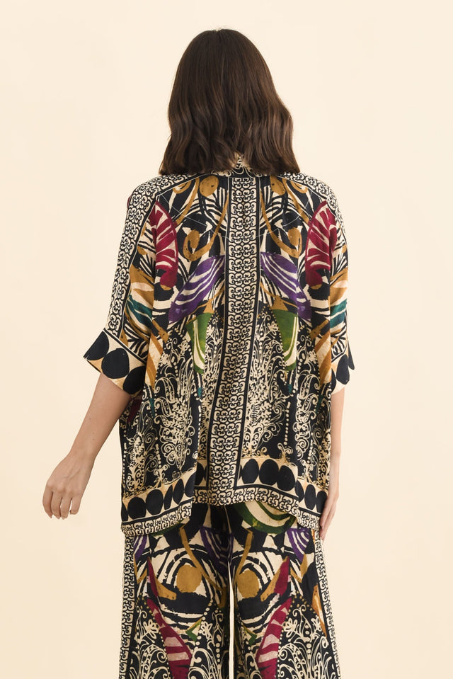 Gaulina Green Mosaic Button Shirt,Brunette model,alt text|model:MJ image 5