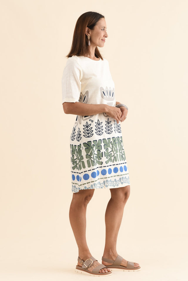 Gayle White Motif Cotton Pocket Dress,Side,Brunette model,alt text|model:Cara image 3