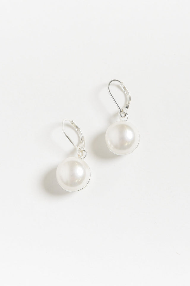 Gendie Silver Pearl Pendant Ball Earrings