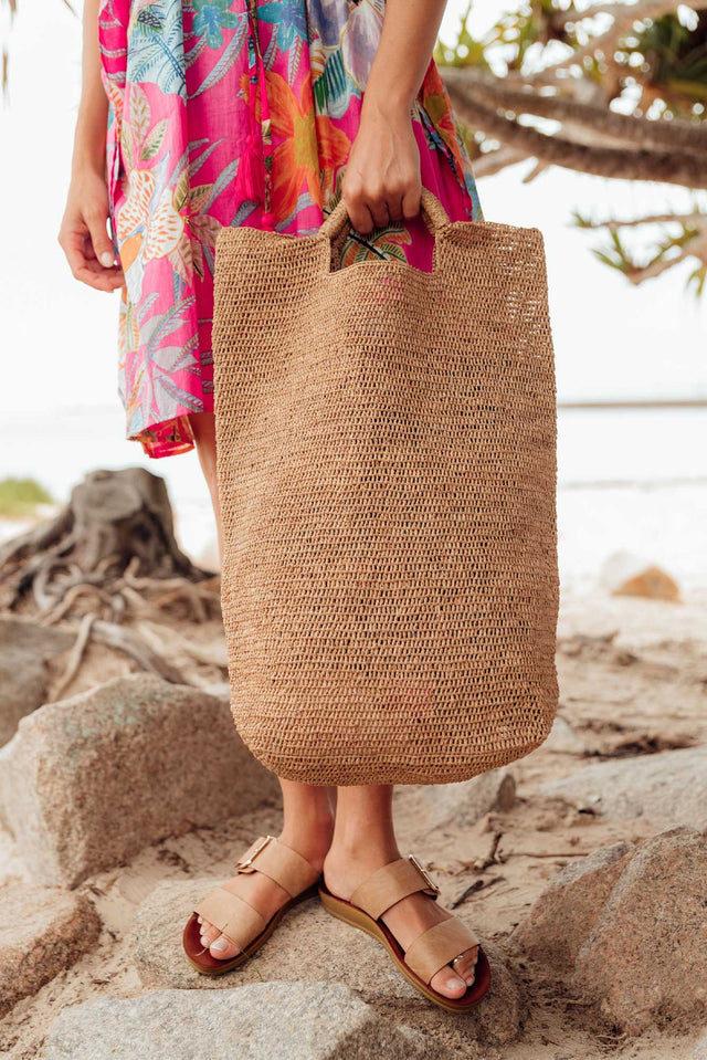 Geza Tan Raffia Tote Bag image 1