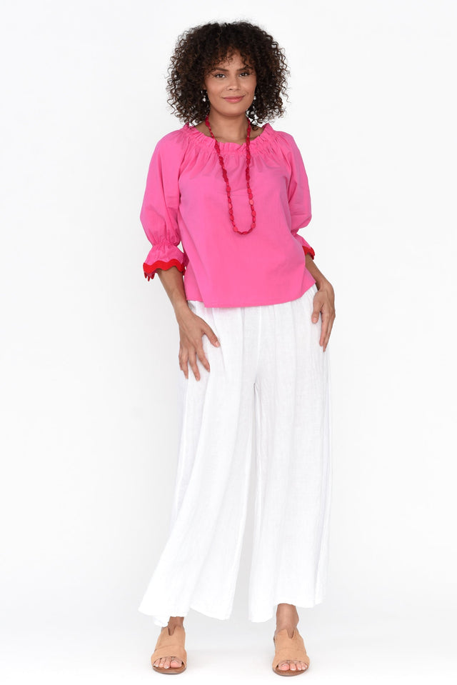 Gibson Pink Cotton Off Shoulder Top