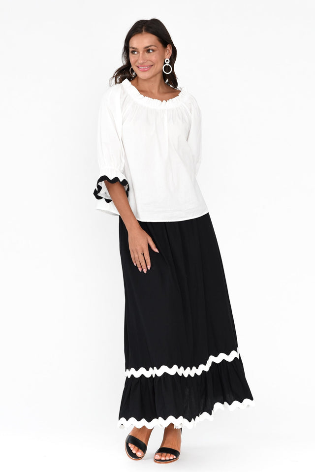 Shakita Black Cotton Trim Maxi Skirt