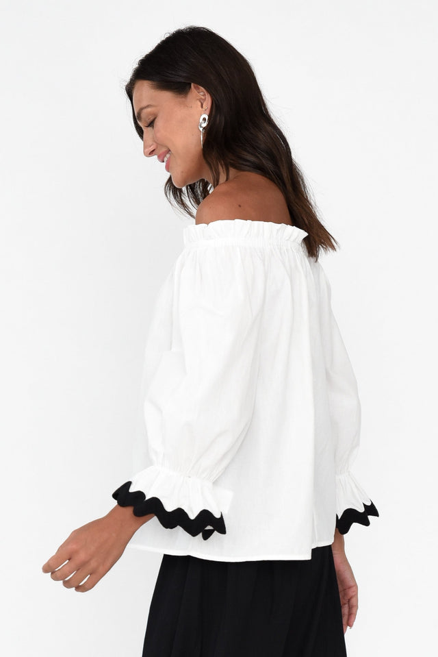 Gibson White Cotton Off Shoulder Top