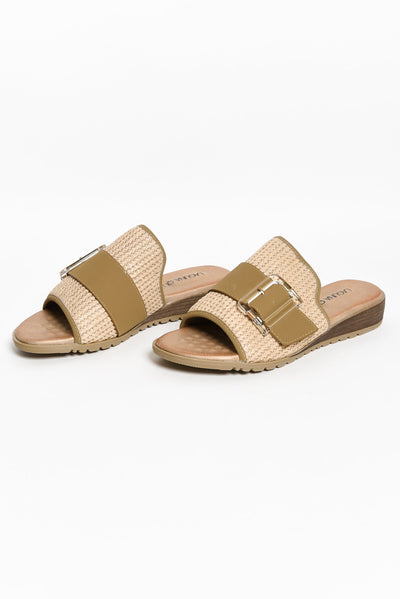 Givari Natural Buckle Woven Slide