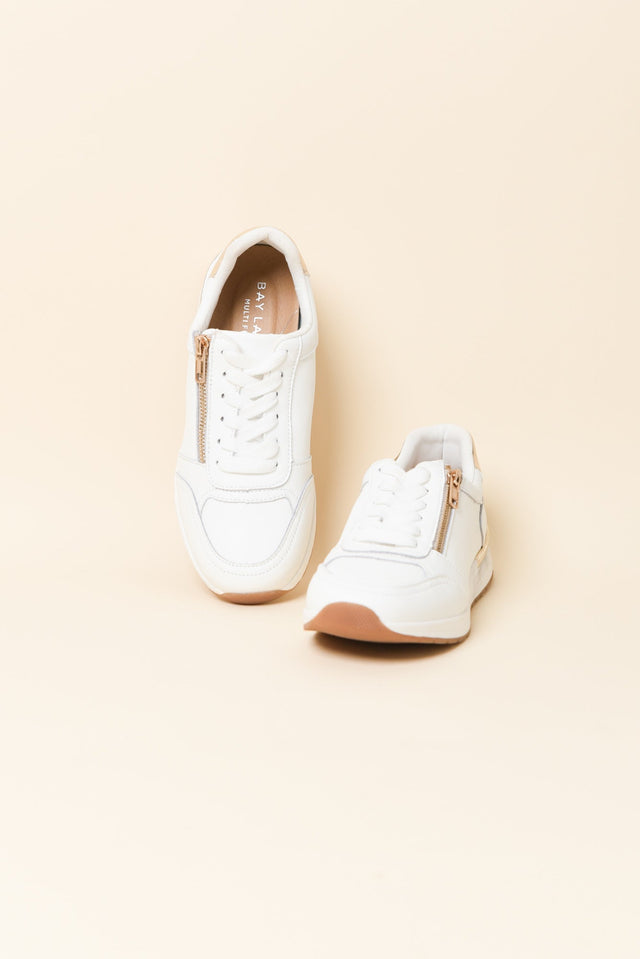 Glebe White Contrast Leather Zip Sneaker image 3