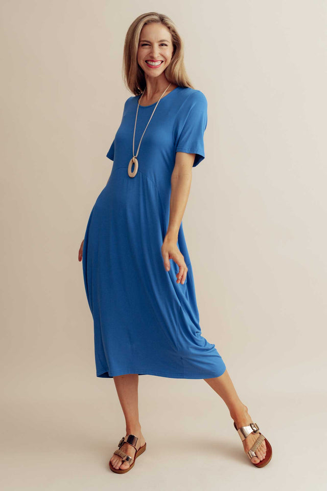 Glenda Cobalt Short Sleeve Crescent Dress image 1