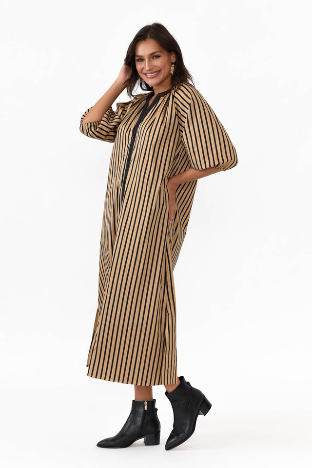 Glenn Black Stripe Cotton Shirt Dress