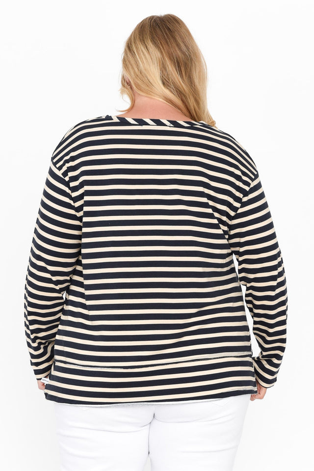 Gloria Nautical Stripe Cotton Long Sleeve Top