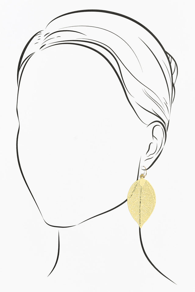 Gold Leaf Cutout Earrings image 3