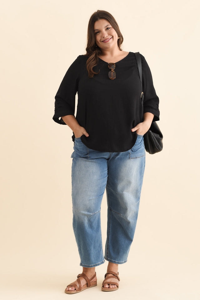 Gomez Black Button Top,Brunette model,alt text|model:Gabby image 10