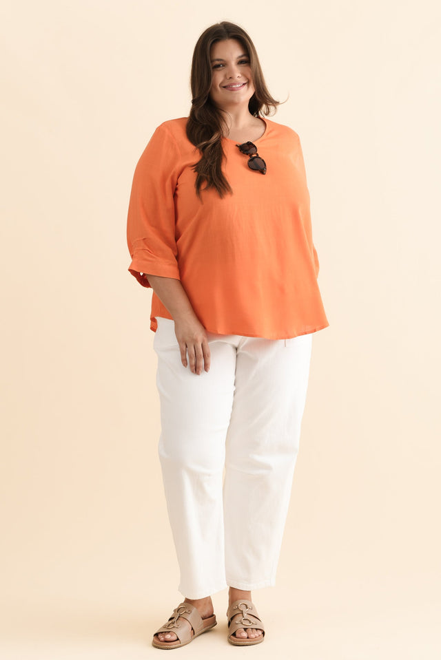 Gomez Orange Button Top,Brunette model,alt text|model:Gabby image 10