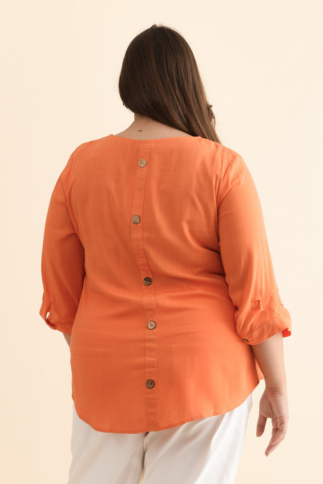 Gomez Orange Button Top,Brunette model,alt text|model:Gabby image 12