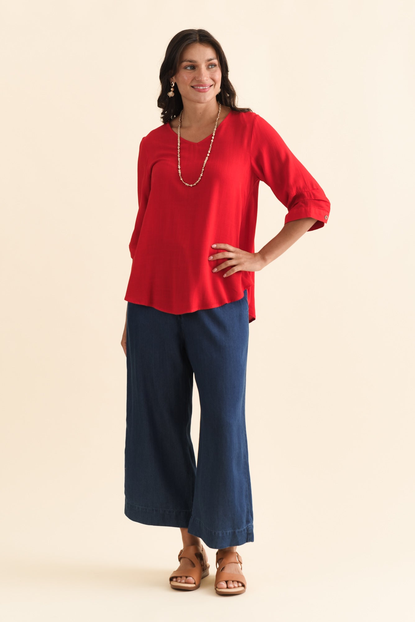 Gomez Red Button Top - Blue Bungalow NZ