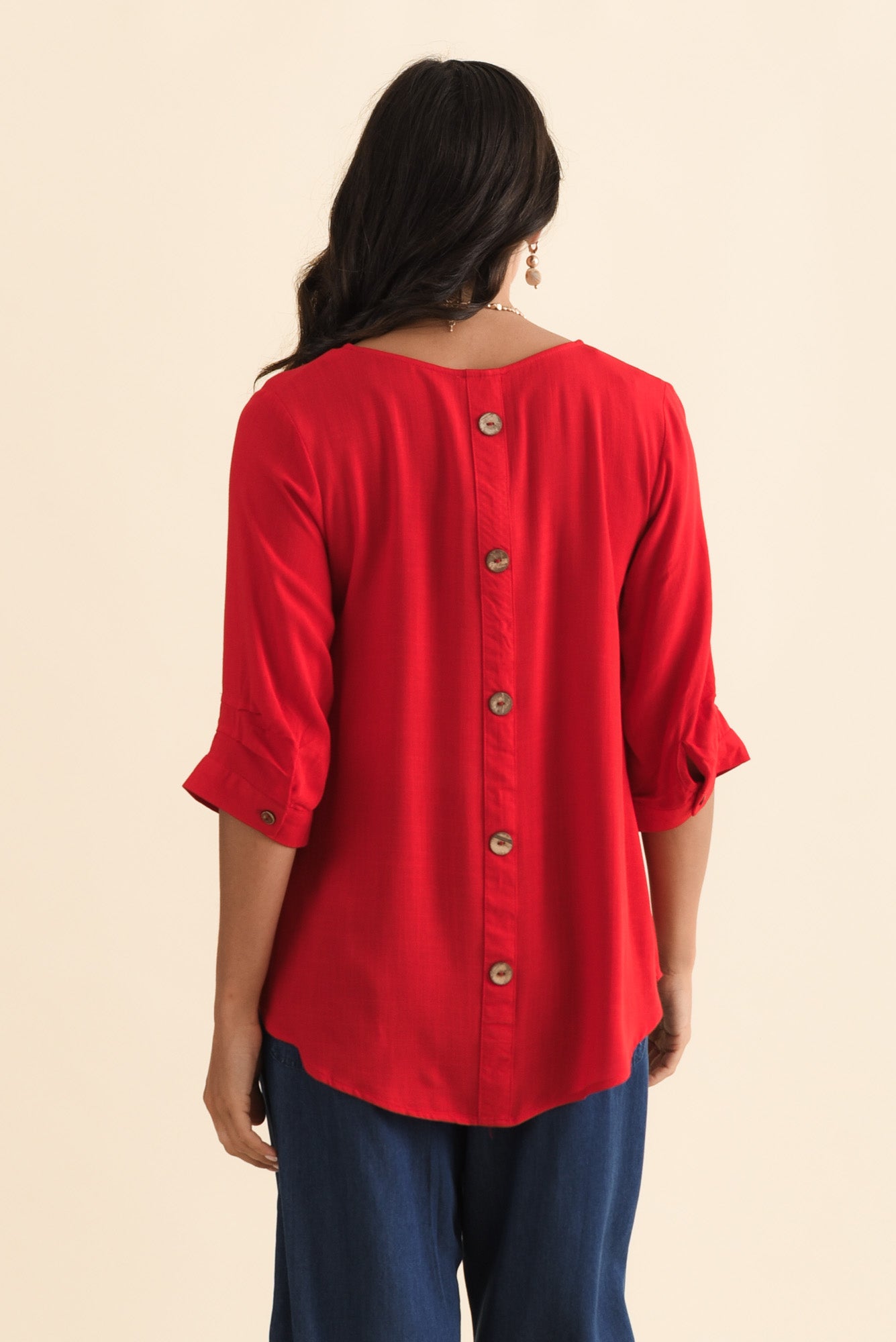 Gomez Red Button Top - Blue Bungalow NZ