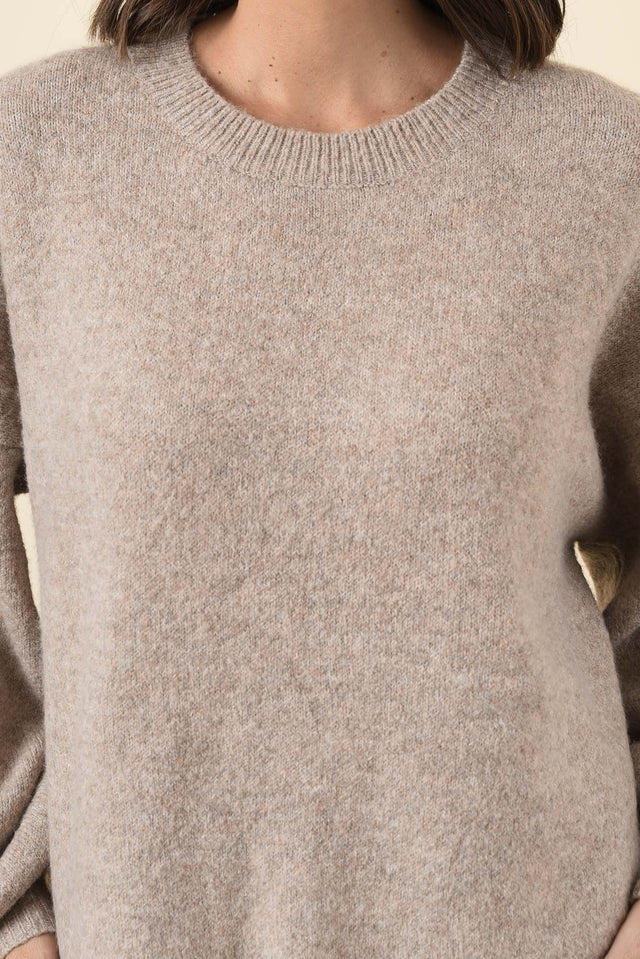 Grady Beige Knit Jumper,Brunette model,alt text|model:MJ image 6
