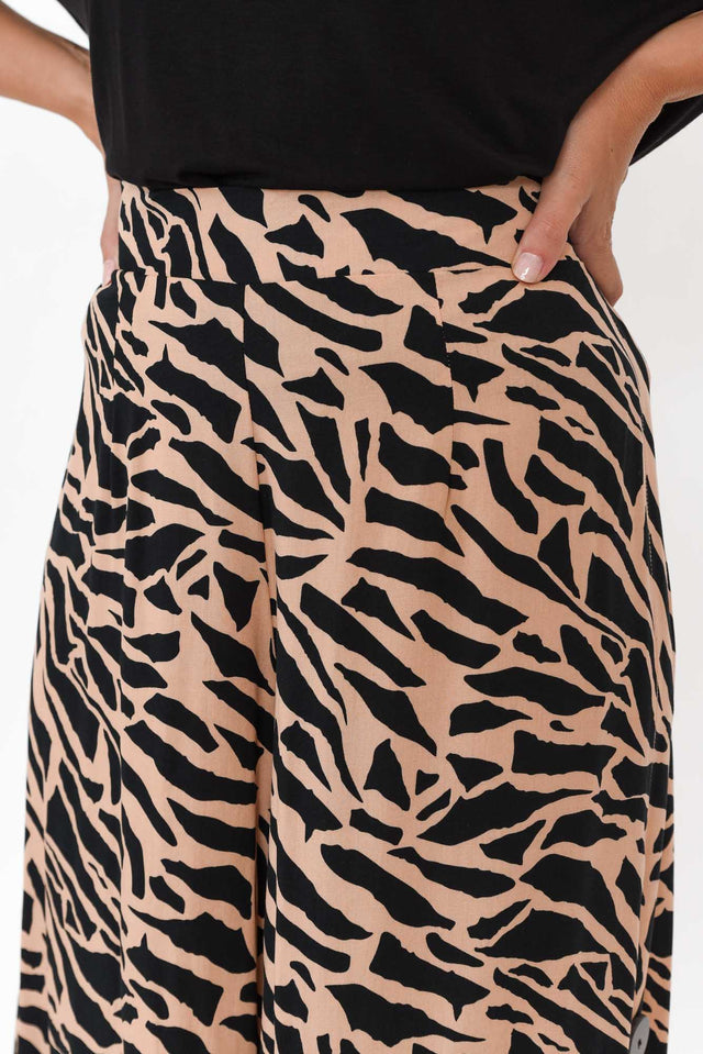 Grant Brown Abstract Wide Leg Pants