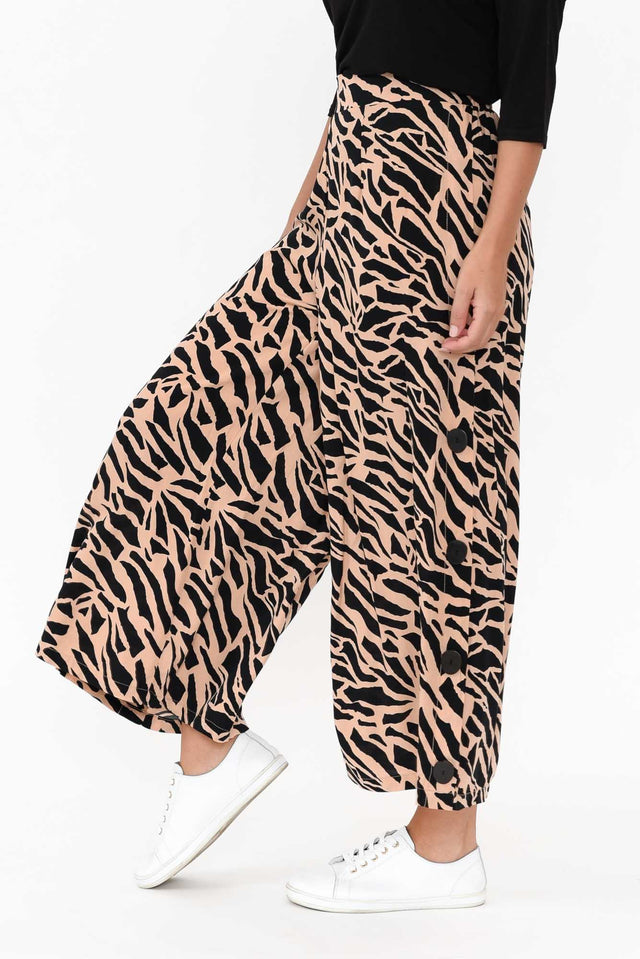 Grant Brown Abstract Wide Leg Pants