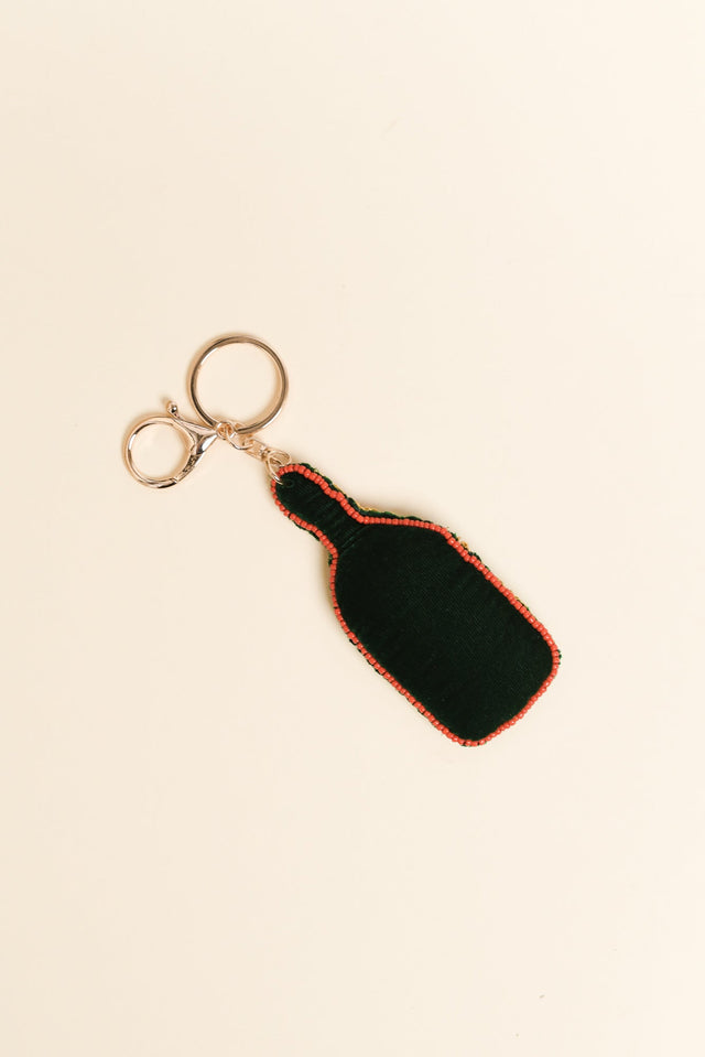 Green Champagne Beaded Keychain