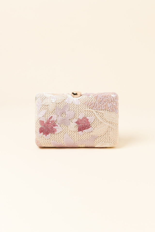 Greta Blush Floral Embroidered Clutch image 1