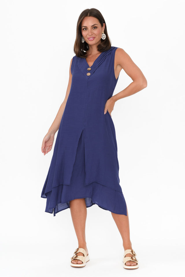 Gutha Cobalt Cotton Blend Layer Dress image 4